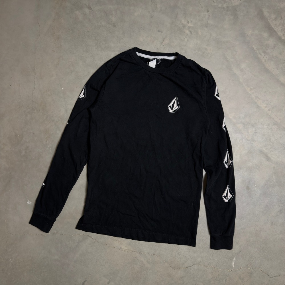 Volcom Long Sleeve Graphic T-Shirt Mens Small Black Skate Streetwear Logo Tee